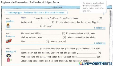 JuKu A 2.1. Lektion 19: Possessivartikel Ü AB Seite 7