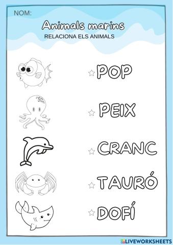 Relaciona el nom dels animals