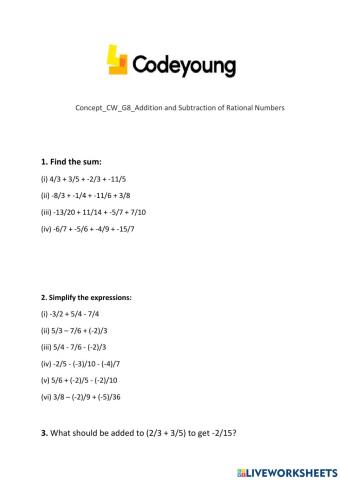 Concept-CW-G8-Addition and Subtraction of Rational Numbers