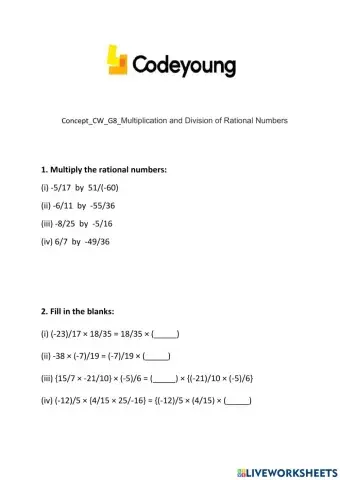 Concept-CW-G8-Multiplication and Division of Rational Numbers
