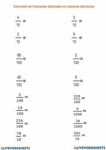 تحويل من كسر عادي إلى عشري