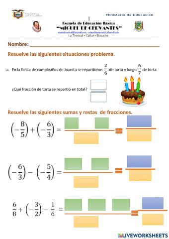 Suma y resta de racionales