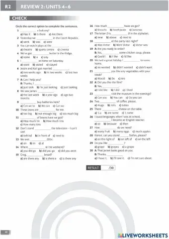 Speakout elementary Revision units 4-6