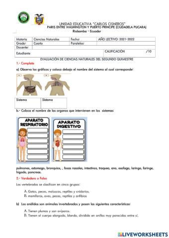 Evaluacion de ciencias