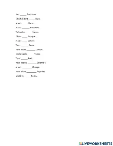 Les prépositions de lieu