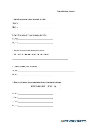 Repaso Matemáticas 4º Primaria