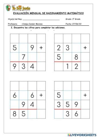 Evaluación de matemática