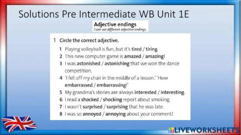 Solutions Pre intermediate Unit 1E