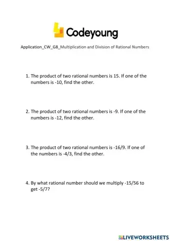 Application-CW-G8-Multiplication and Division of Rational Numbers