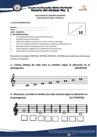 Pentagrama con notas musicales y rítmica