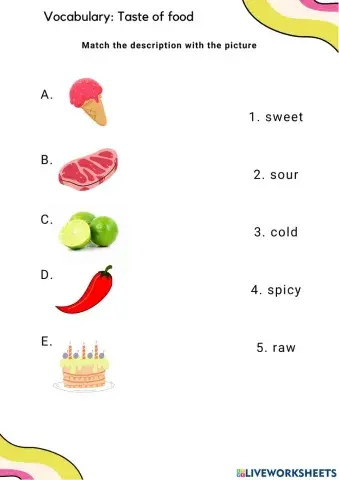 Vocabulary Food taste