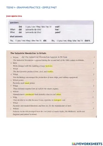 ISG - GRAMMAR PRACTICE - SIMPLE PAST INTERROGATIVE FORM