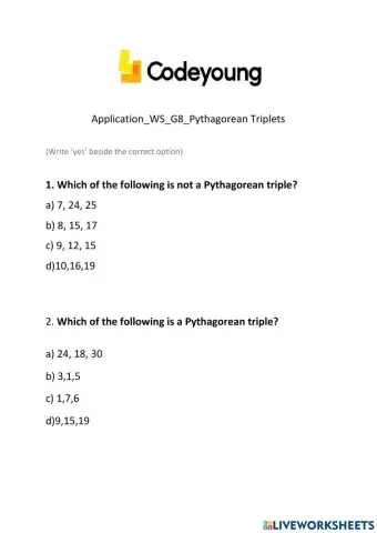 Application-WS-G8-Pythagorean Triplets