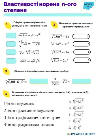 Властивості кореня n-ого степеня