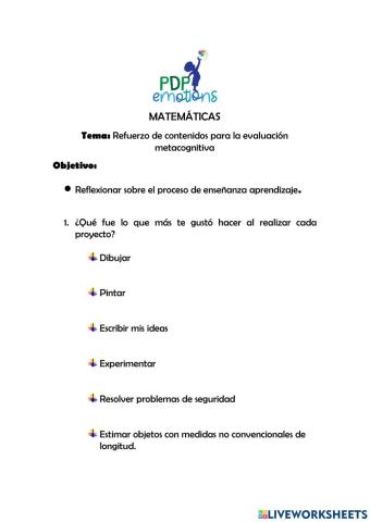 Refuerzo de la evaluación metacognitiva del Segundo Quimestre