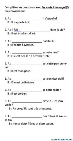 Les mots interrogatifs...