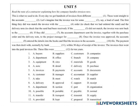 ESP-CONSTRUCTION-UNIT 5- CLOZE TEXT