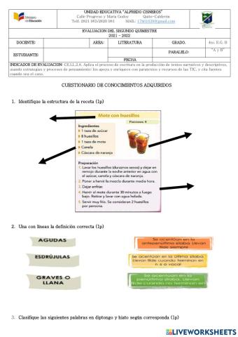Examen Lengua y Literatura Alfredo Cisneros