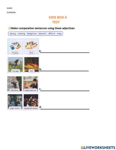 Kids 4 test units 3 and 4 