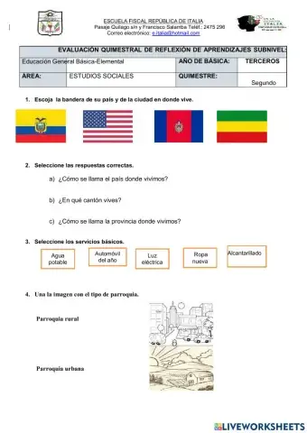 Evaluación de estudios sociales tercer año