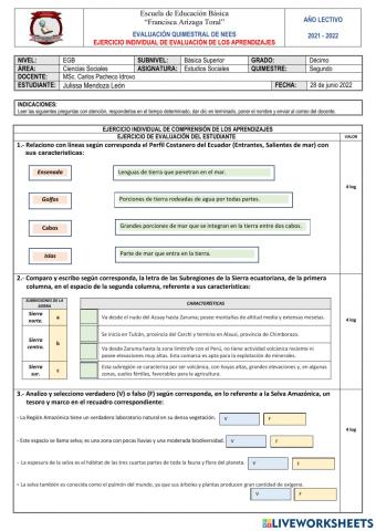 Examen de EESS - 2do. Quimestre -NEES.