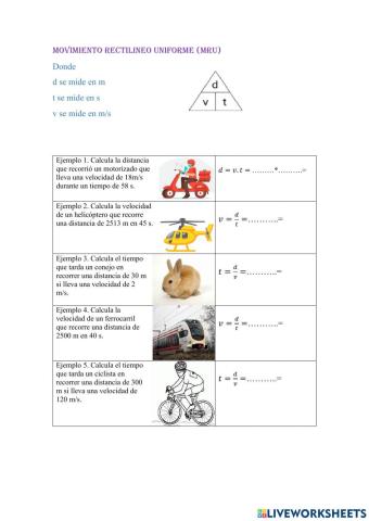 Movimiento Rectilíneo Uniforme (MRU)
