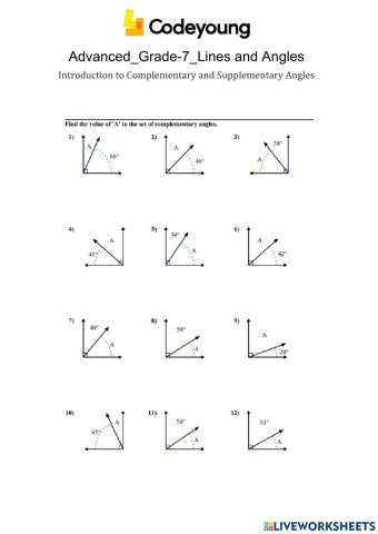 Introduction to Complementary and Supplementary Angles Advanced