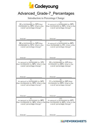 Introduction to Percentage Change Advanced