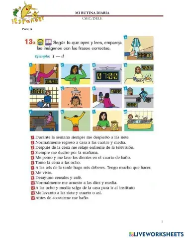 Mi Rutina Diaria: End of Unit Quiz