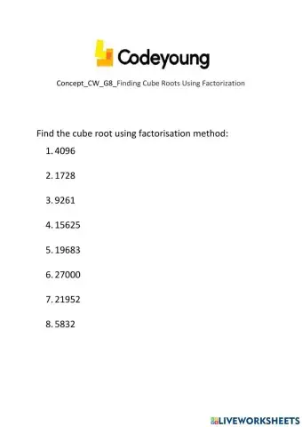 Concept-CW-G8-Finding Cube Roots Using Factorization
