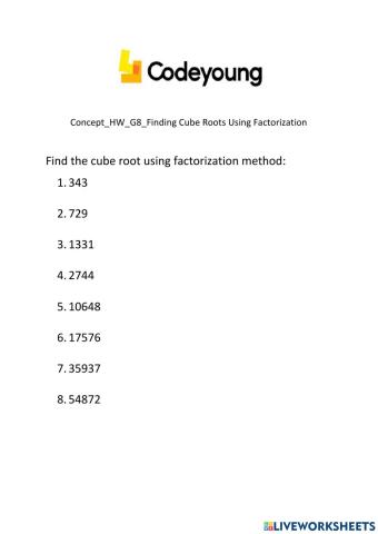 Concept-HW-G8-Finding Cube Roots Using Factorization