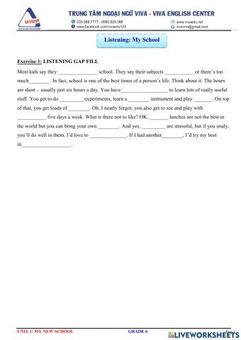 Listening- G6- Unit 1