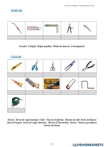Classificació de les eines