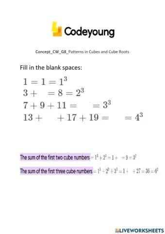 Concept-CW-G8-Patterns in Cubes and Cube Roots