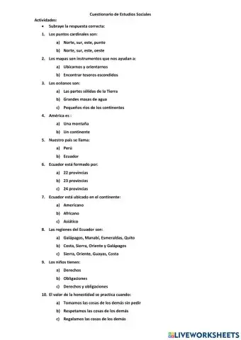 Cuestionario de sociales