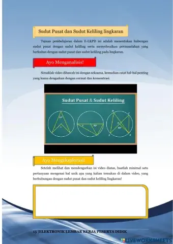 Lembar Kerja Peserta Didik 3 “Sudut Pusat dan Sudut Keliling Lingkaran”