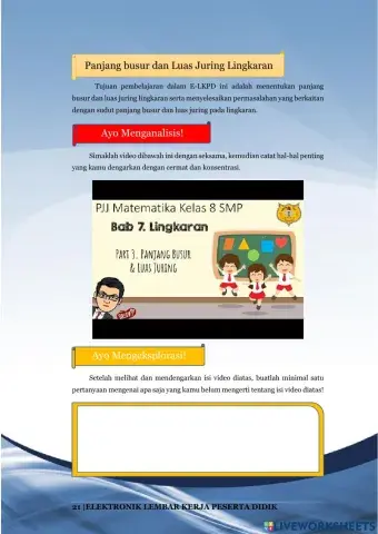 Lembar Kerja Peserta Didik 4 “Panjang Busur dan Luas Juring Lingkaran”