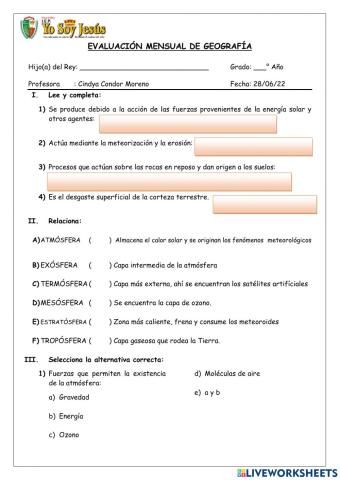 Examen de geografía