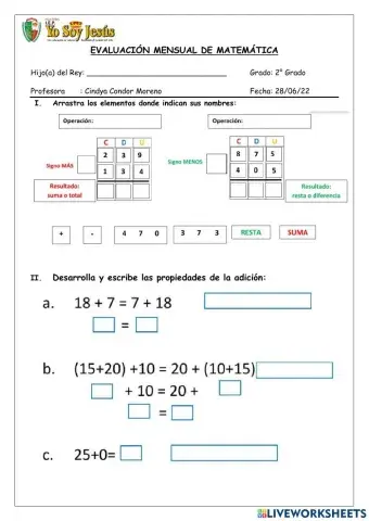 Evaluación de matemática