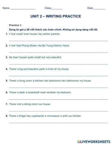 English 6 - Unit 2 - Writing Practice