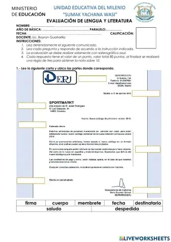 Evaluación Lengua y Literatura