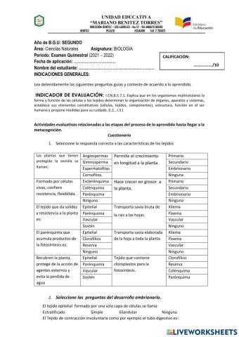 Examen Biología II B.G.U