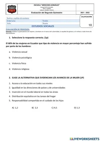Evaluación de Estudios Sociales
