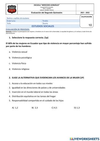 Evaluación de Estudios Sociales