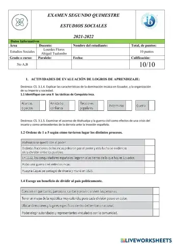 Examen del segundo Quimestre