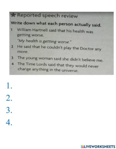 Reported Speech Writing