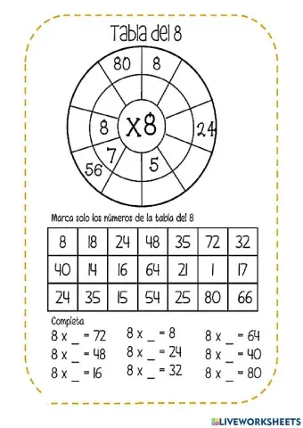 Tabla del 8