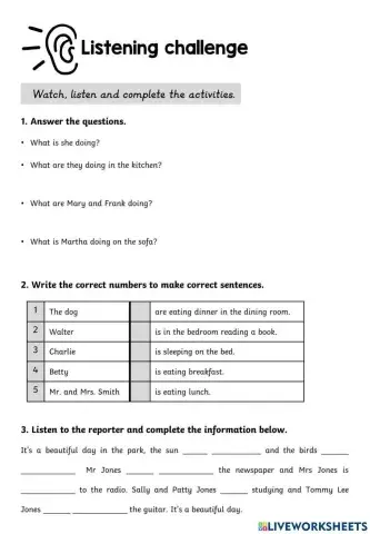 Present continuous listening challenge