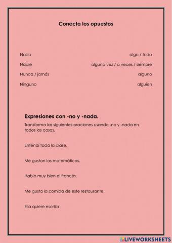 Frases negativas en español (negativos en español)