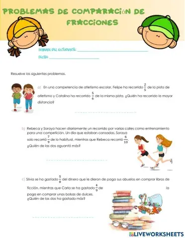 Comparar fracciones (problemas)